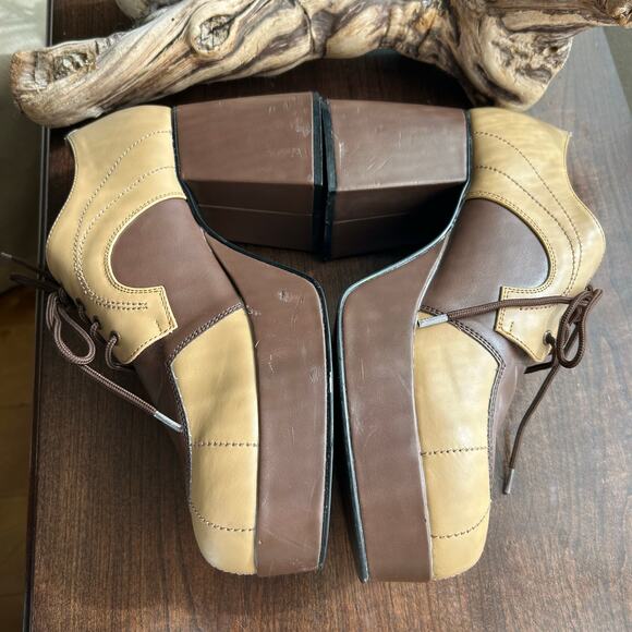 Funtasma Brown Platform 70s Hippie Disco Party Costume Shoes men’s size 10/11 - Picture 4 of 11